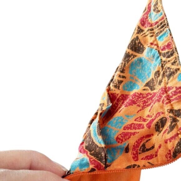 Moulinette Soeurs Island Holiday Dress Orange Size 2 V Neck Halter Anthropologie - Picture 7 of 7